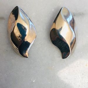 Large sterling silver clip on earrings